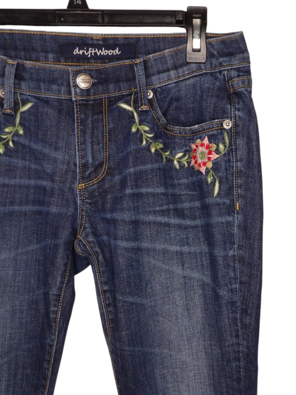 Driftwood Audrey Poinsettia Jeans Embroidered Floral Skinny Size 28 - Picture 4 of 10